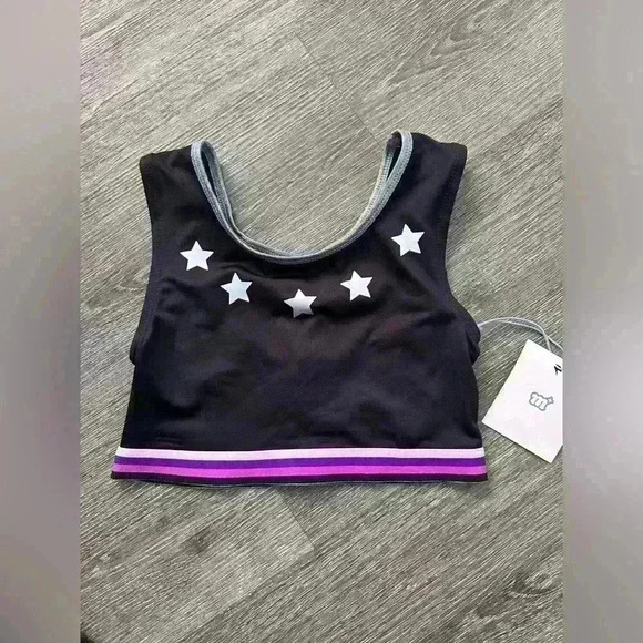 More Than Magic Other - Girls  Sports Bra Size L 10/12 Pink Black Blue Metallic Star More Than Magic